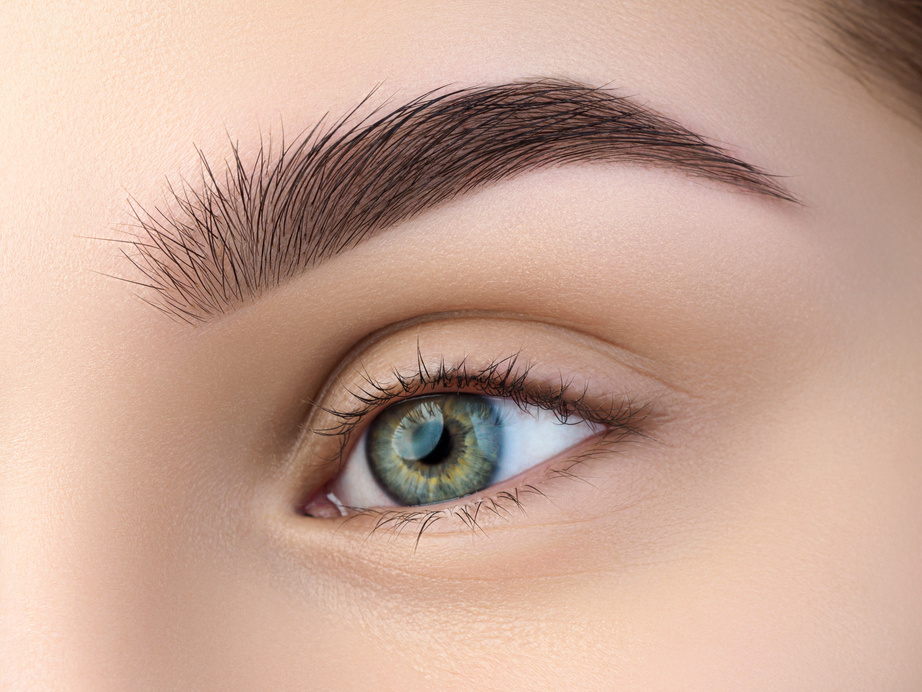 Close up view of beautiful green female eye